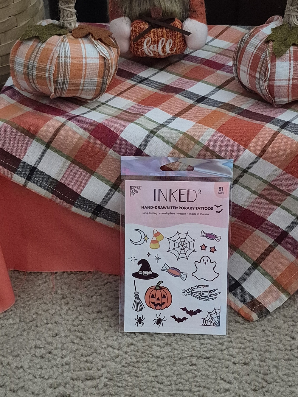Womens Hand Drawn Halloween Temporary Tattoos